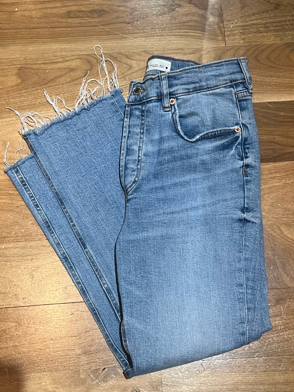 Zara Straight Leg Blue Jeans | Size 6 | Button Fly Denim